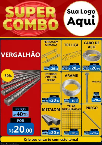 Modelo de Encarte para Encarte A4 Vertical com o tema Super Combo para Ferragens
