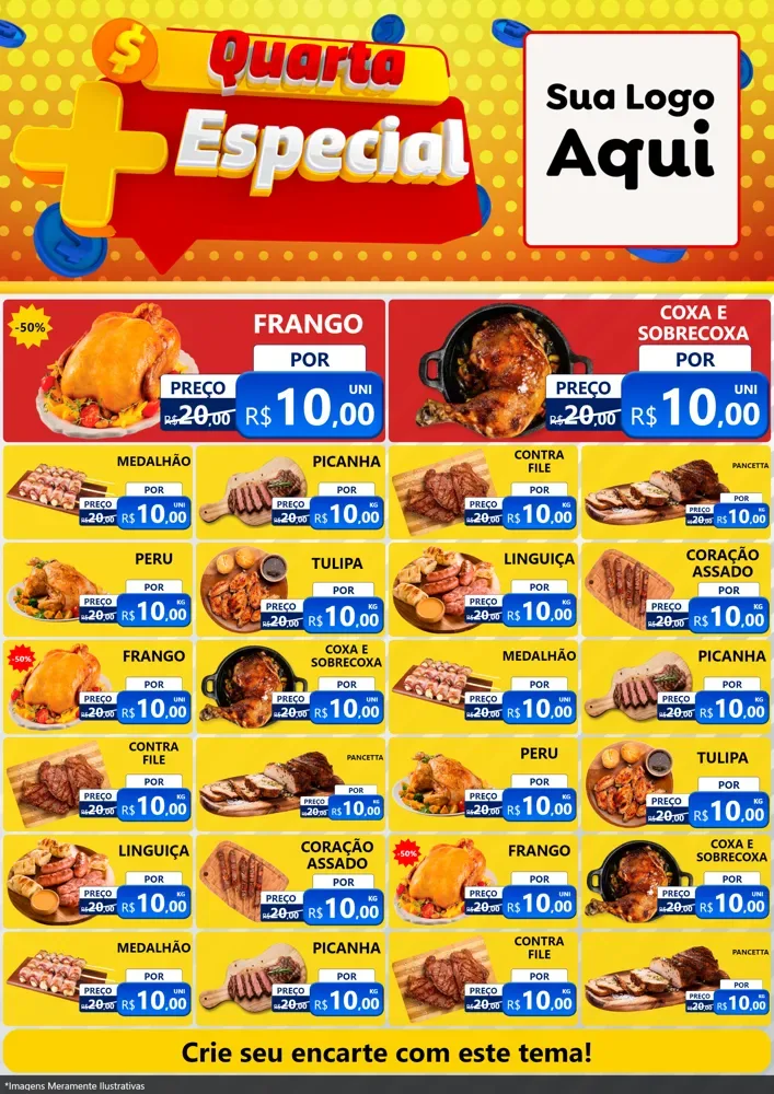 Modelo de Encarte para Encarte A4 Vertical com o tema Quarta Mais Especial para Assados