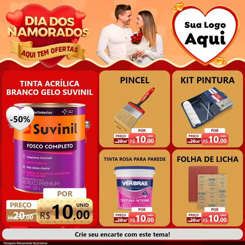 Modelo de Rede Social para Feed Facebook com o tema Dia dos Namorados - Aqui Tem Ofertas para Tintas e Ferramentas