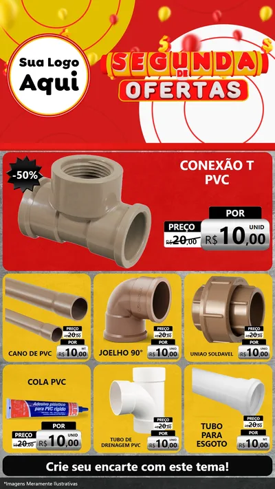 Modelo de Rede Social para Stories com o tema Segunda de Ofertas para Tubos e conexões