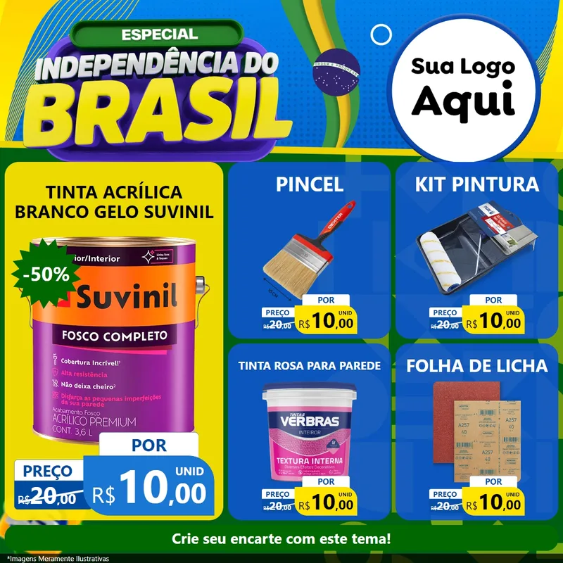 Modelo de Rede Social para Feed Facebook com o tema Especial Independência do Brasil para Tintas e Ferramentas