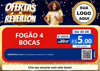 Modelo de Cartaz para Cartaz A4 Horizontal com o tema Ofertas de Réveillon para Móveis e Eletro