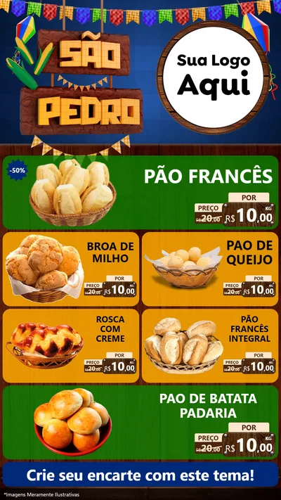 Modelo de TV para TV Vertical com o tema São Pedro para Padaria
