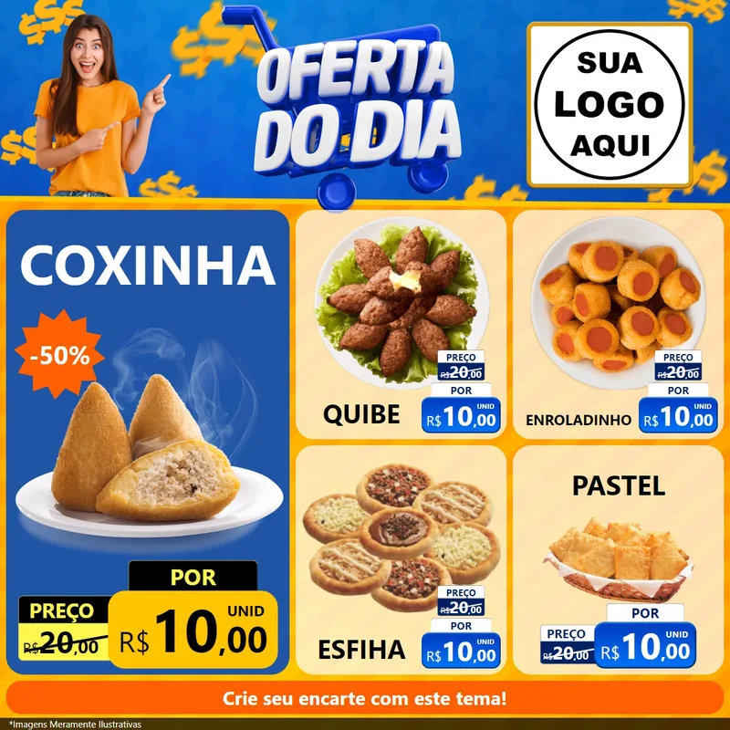 Modelo de Rede Social para Feed Facebook com o tema Oferta do Dia para Salgadaria