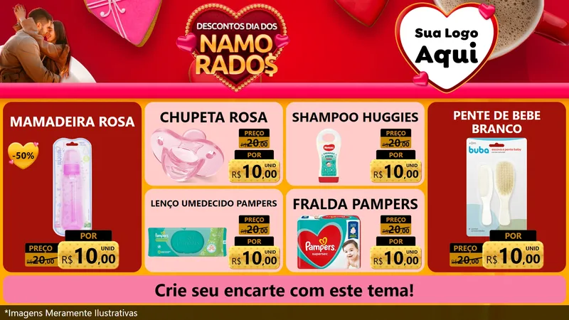 Modelo de TV para TV Horizontal com o tema Descontos Dia dos Namorados para Bebês