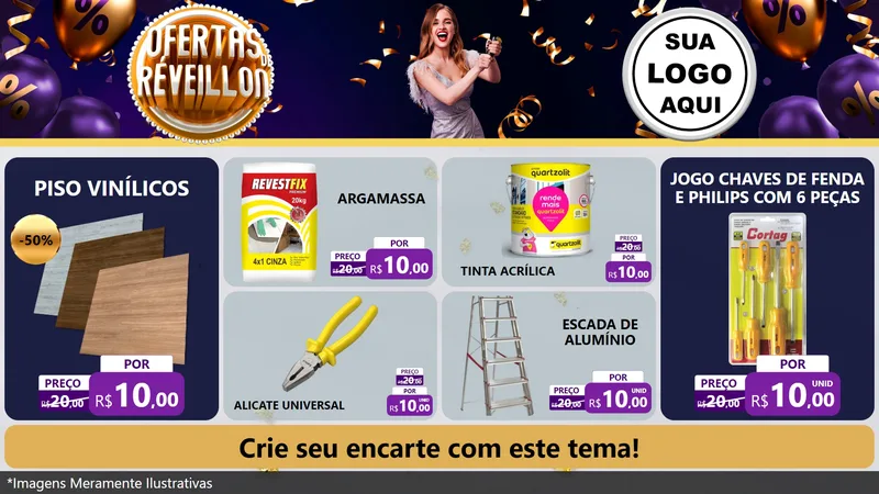 Modelo de TV para TV Horizontal com o tema Ofertas de Réveillon para Material para Construção