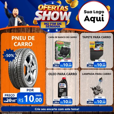 Modelo de Rede Social para Feed Facebook com o tema Ofertas Show No Fim De Semana para Auto peças