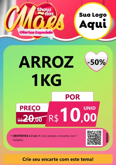 Modelo de Cartaz para Cartaz A4 Vertical com o tema Show das Mães - Ofertas Especiais para Supermercado