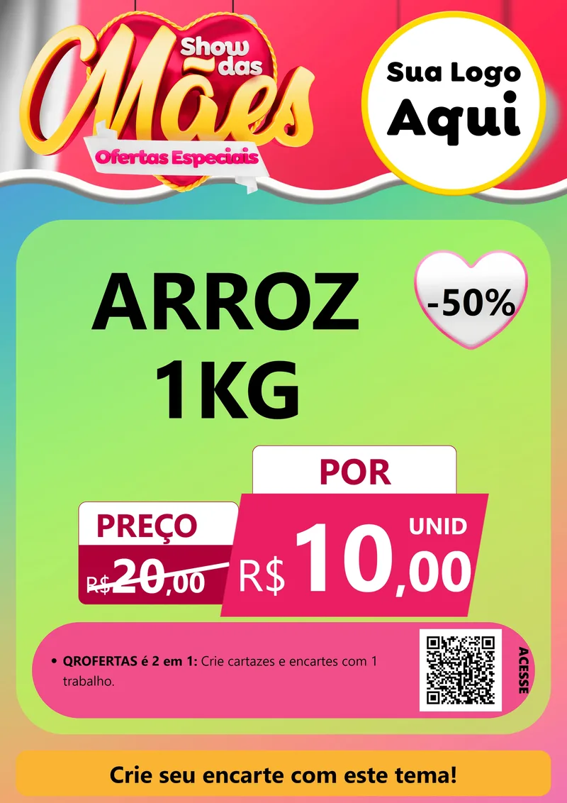 Modelo de Cartaz para Cartaz A4 Vertical com o tema Show das Mães - Ofertas Especiais para Supermercado