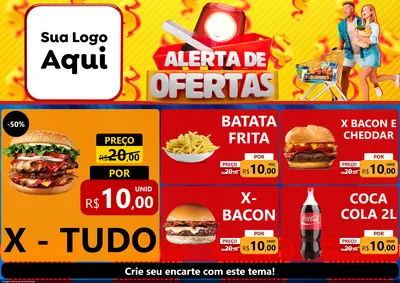 Modelo de Encarte para Encarte A4 Horizontal com o tema Alerta de Ofertas para Hamburgueria