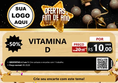 Modelo de Cartaz para Cartaz A4 Horizontal com o tema Ofertas de Fim de Ano para Farmácia