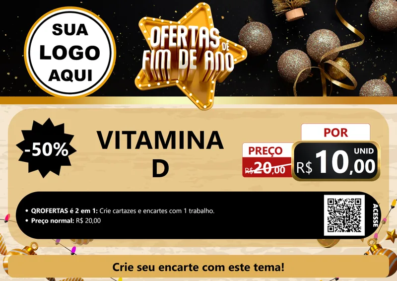 Modelo de Cartaz para Cartaz A4 Horizontal com o tema Ofertas de Fim de Ano para Farmácia
