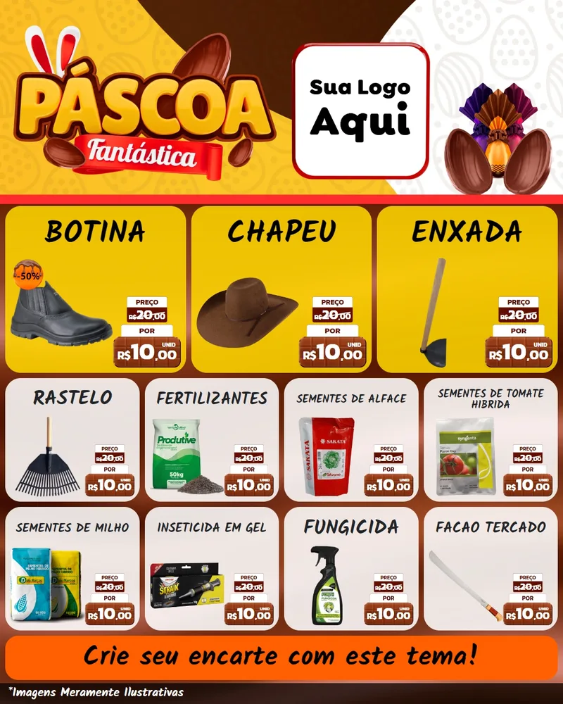 Modelo de Rede Social para Feed Instagram com o tema Páscoa Fantástica para Agropecuária