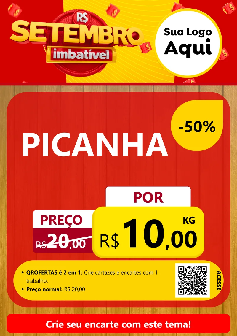 Modelo de Cartaz para Cartaz A4 Vertical com o tema Setembro Imbatível para Açougue