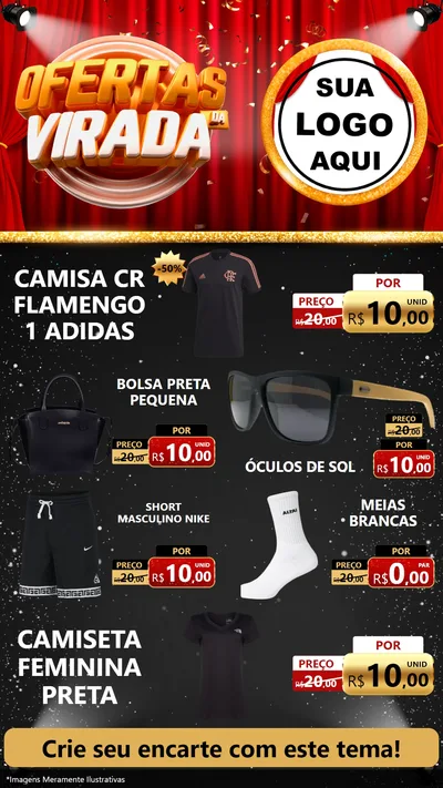 Modelo de TV para TV Vertical com o tema Ofertas da Virada para Roupas e acessórios