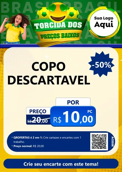 Modelo de Cartaz para Cartaz A4 Vertical com o tema Torcida dos Preços Baixos - Copa para Embalagens