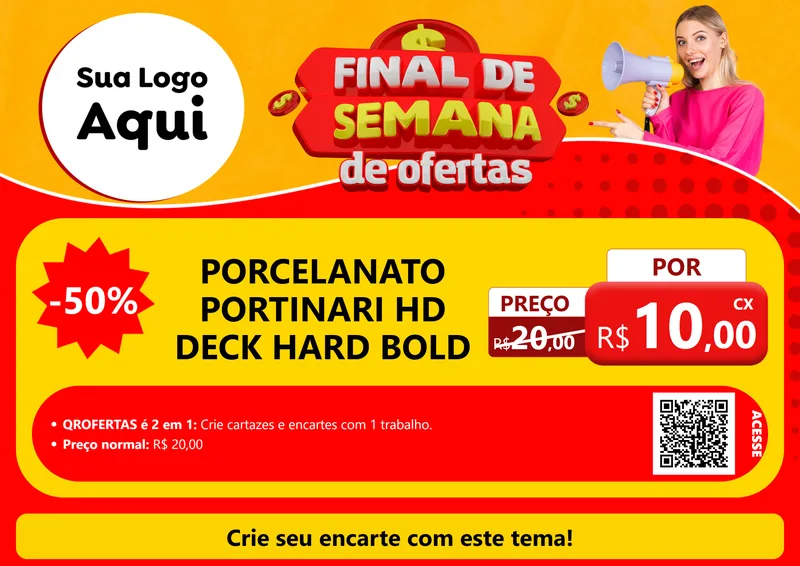 Modelo de Cartaz para Cartaz A4 Horizontal com o tema Final de Semana de Ofertas para Pisos e revestimentos