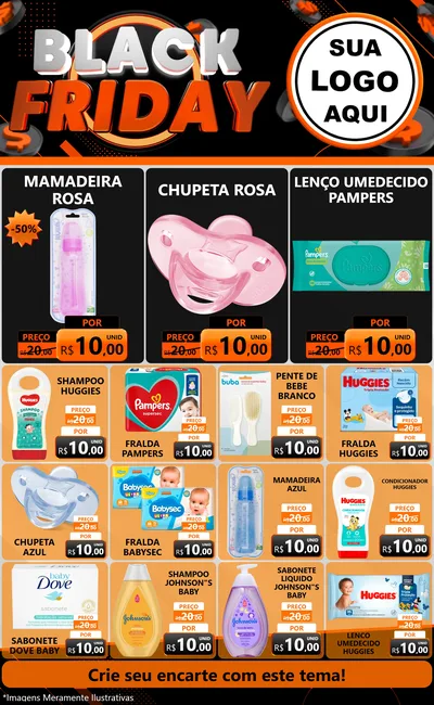 Modelo de Encarte para Encarte Grande com o tema Black Friday para Bebês