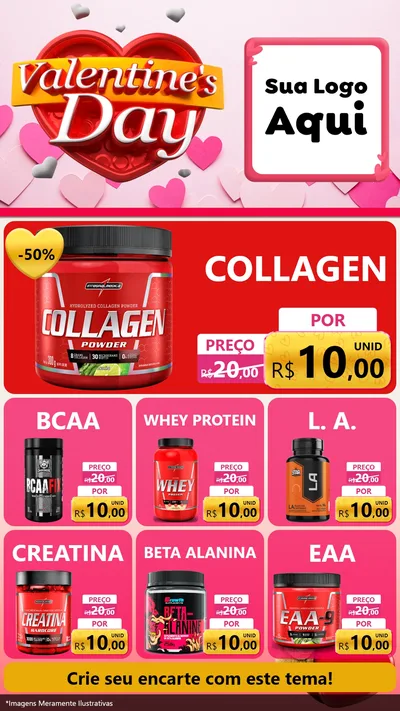 Modelo de Rede Social para Stories com o tema Valentine's Day para Suplementos alimentares