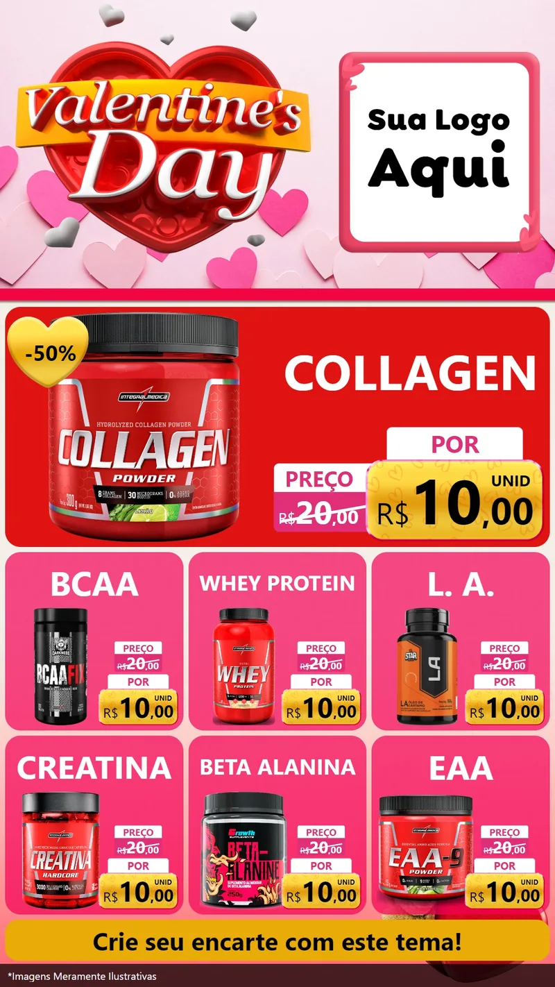 Modelo de Rede Social para Stories com o tema Valentine's Day para Suplementos alimentares