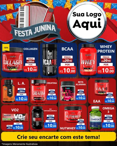 Modelo de Rede Social para Feed Instagram com o tema Festa Junina para Suplementos alimentares