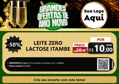 Modelo de Cartaz para Cartaz A4 Horizontal com o tema Grandes Ofertas de Ano Novo para Frios e Laticínios