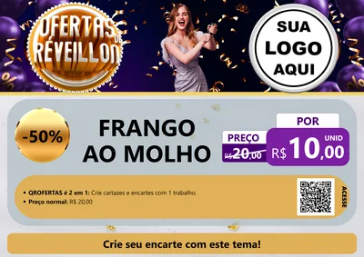 Modelo de Cartaz para Cartaz A4 Horizontal com o tema Ofertas de Réveillon para Restaurante