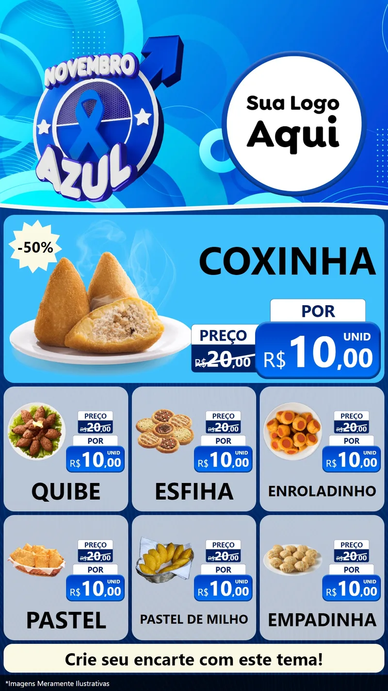 Modelo de Rede Social para Stories com o tema Novembro Azul para Salgadaria