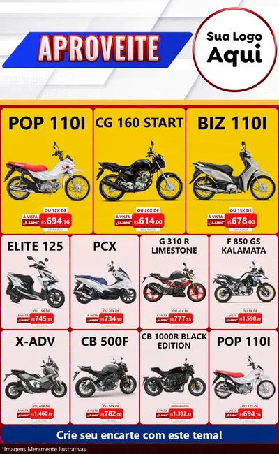 Modelo de Encarte para Encarte Grande com o tema Aproveite para Concessionaria de Motos