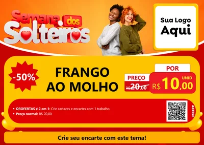Modelo de Cartaz para Cartaz A4 Horizontal com o tema Semana dos Solteiros para Restaurante