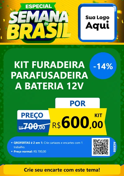 Modelo de Cartaz para Cartaz A4 Vertical com o tema Especial Semana do Brasil para Maquinas e Ferramentas