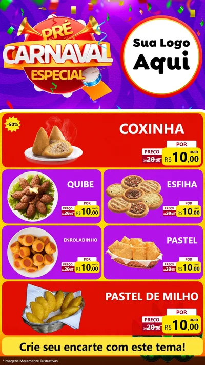 Modelo de TV para TV Vertical com o tema Pré-Carnaval Especial para Salgadaria