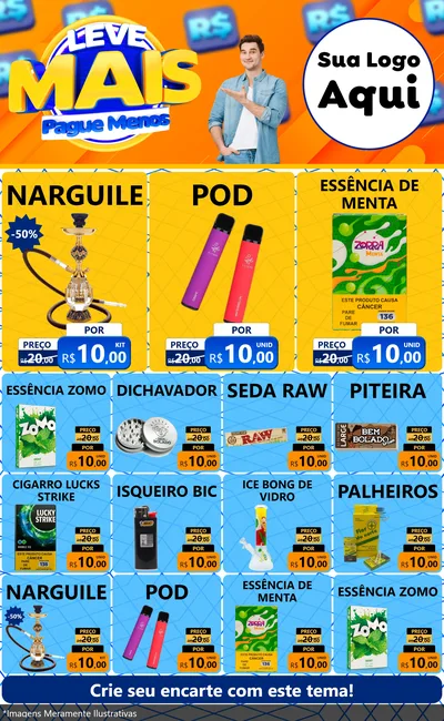 Modelo de Encarte para Encarte Grande com o tema Leve Mais, Pague Menos para Tabacaria