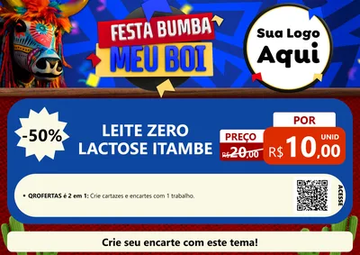 Modelo de Cartaz para Cartaz A4 Horizontal com o tema Festa Bumba meu Boi para Frios e Laticínios