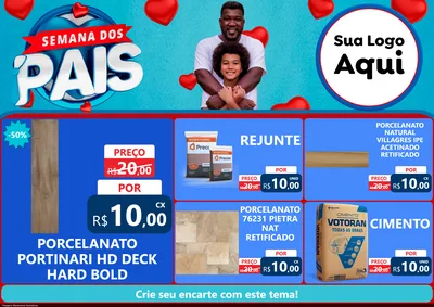 Modelo de Encarte para Encarte A4 Horizontal com o tema Semana Dos Pais para Pisos e revestimentos