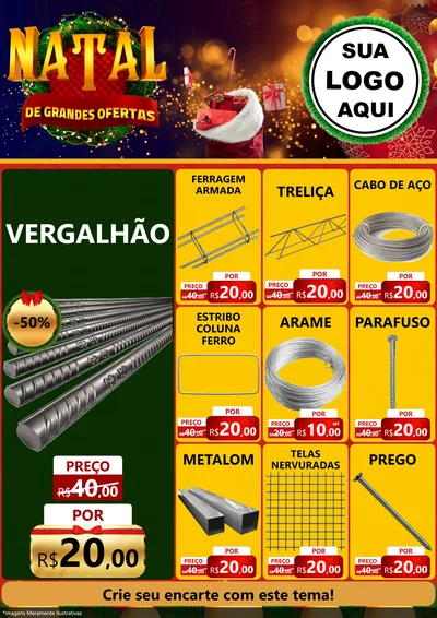 Modelo de Encarte para Encarte A4 Vertical com o tema Natal de Grandes Ofertas para Ferragens