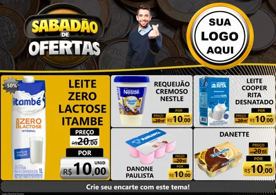 Modelo de Encarte para Encarte A4 Horizontal com o tema Sabadão de Ofertas para Frios e Laticínios