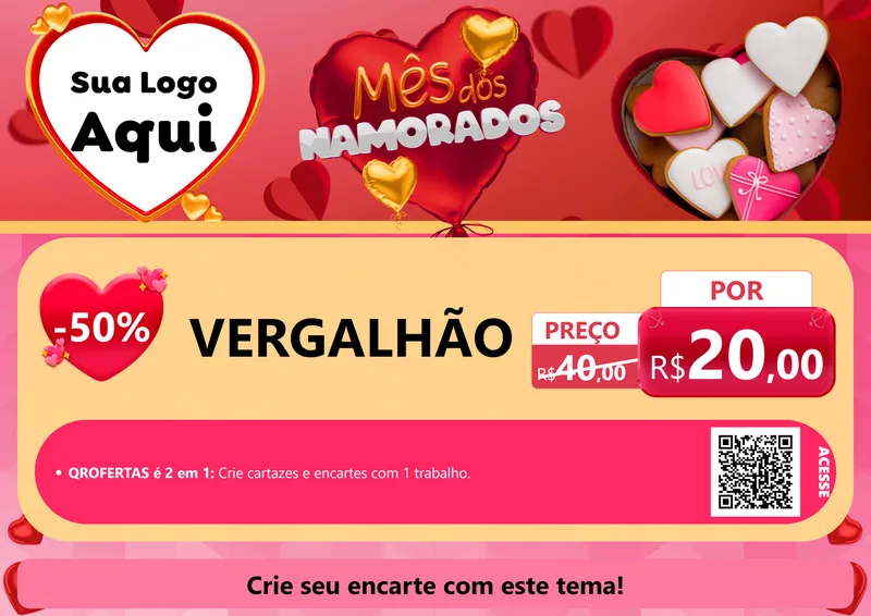 Modelo de Cartaz para Cartaz A4 Horizontal com o tema Mês dos Namorados para Ferragens
