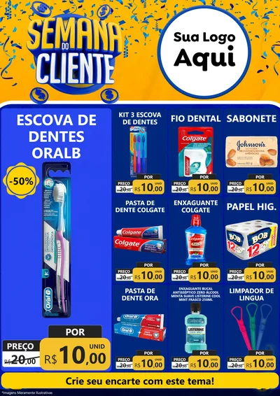 Modelo de Encarte para Encarte A4 Vertical com o tema Semana do Cliente para Higiene Pessoal
