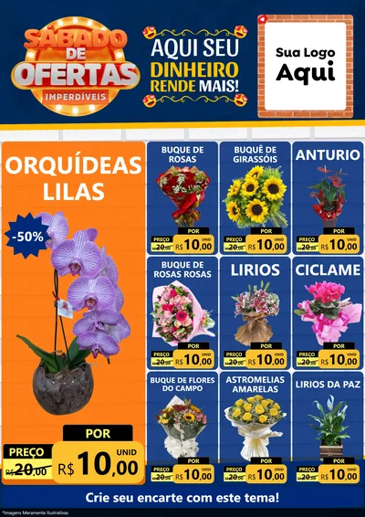 Modelo de Encarte para Encarte A4 Vertical com o tema Sábado de Ofertas Imperdíveis para Floricultura e jardim
