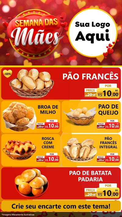 Modelo de TV para TV Vertical com o tema Semana das Mães para Padaria