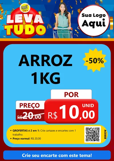Modelo de Cartaz para Cartaz A4 Vertical com o tema Leva Tudo para Supermercado