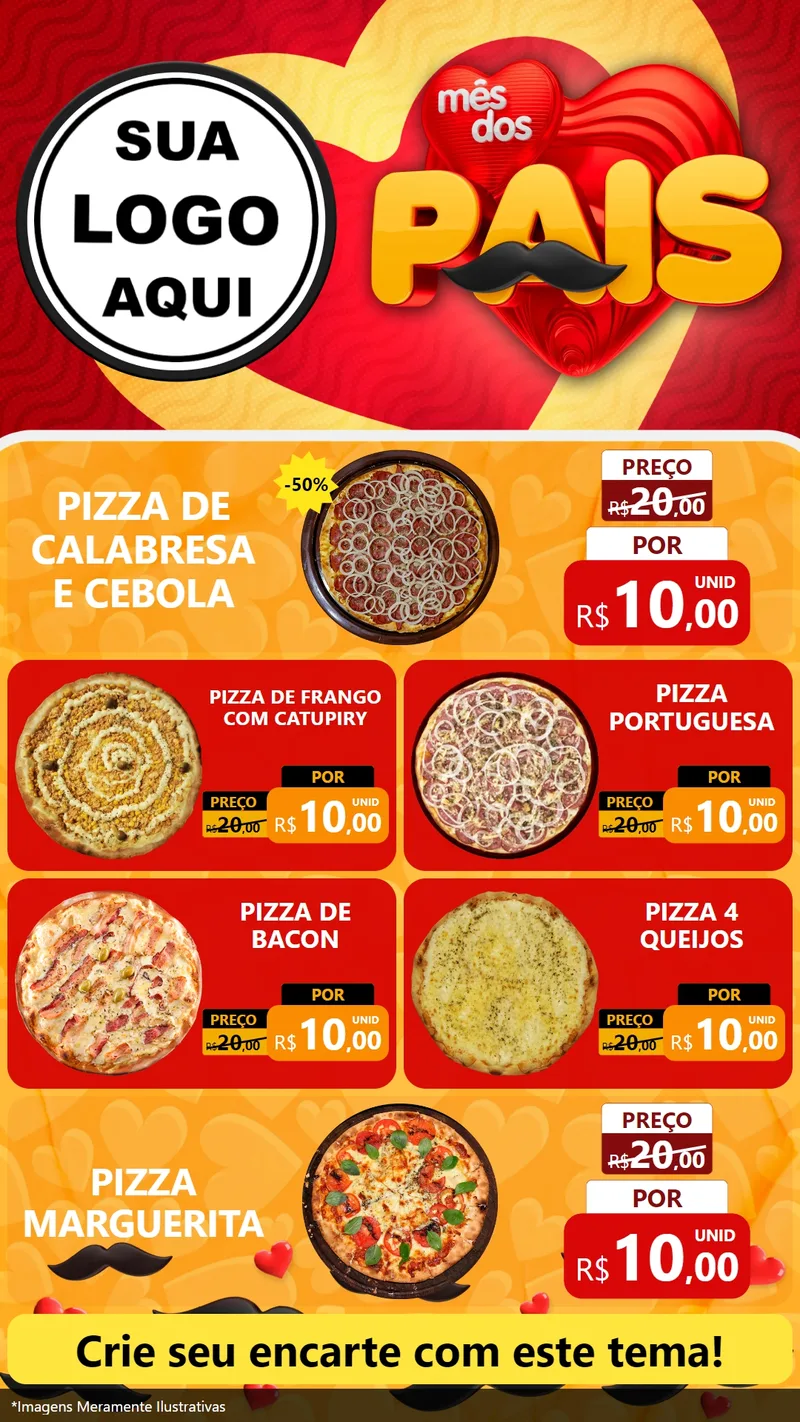 Modelo de TV para TV Vertical com o tema Mês Dos Pais para Pizzaria