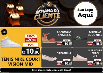 Modelo de Encarte para Encarte A4 Horizontal com o tema Semana do Cliente para Calçados