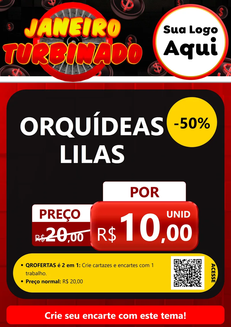 Modelo de Cartaz para Cartaz A4 Vertical com o tema Janeiro Turbinado para Floricultura e jardim