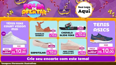 Modelo de TV para TV Horizontal com o tema Folia de Ofertas para Calçados