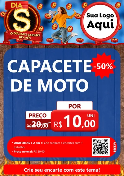 Modelo de Cartaz para Cartaz A4 Vertical com o tema Dia S - O Dia Mais Barato Do Mês para Moto peças