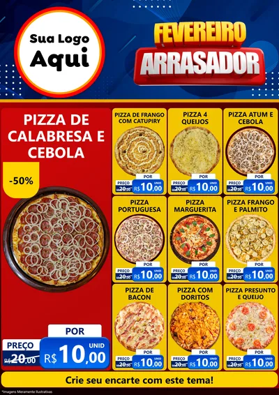 Modelo de Encarte para Encarte A4 Vertical com o tema Fevereiro Arrasador para Pizzaria