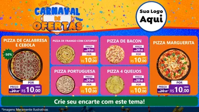 Modelo de TV para TV Horizontal com o tema Carnaval de Ofertas para Pizzaria