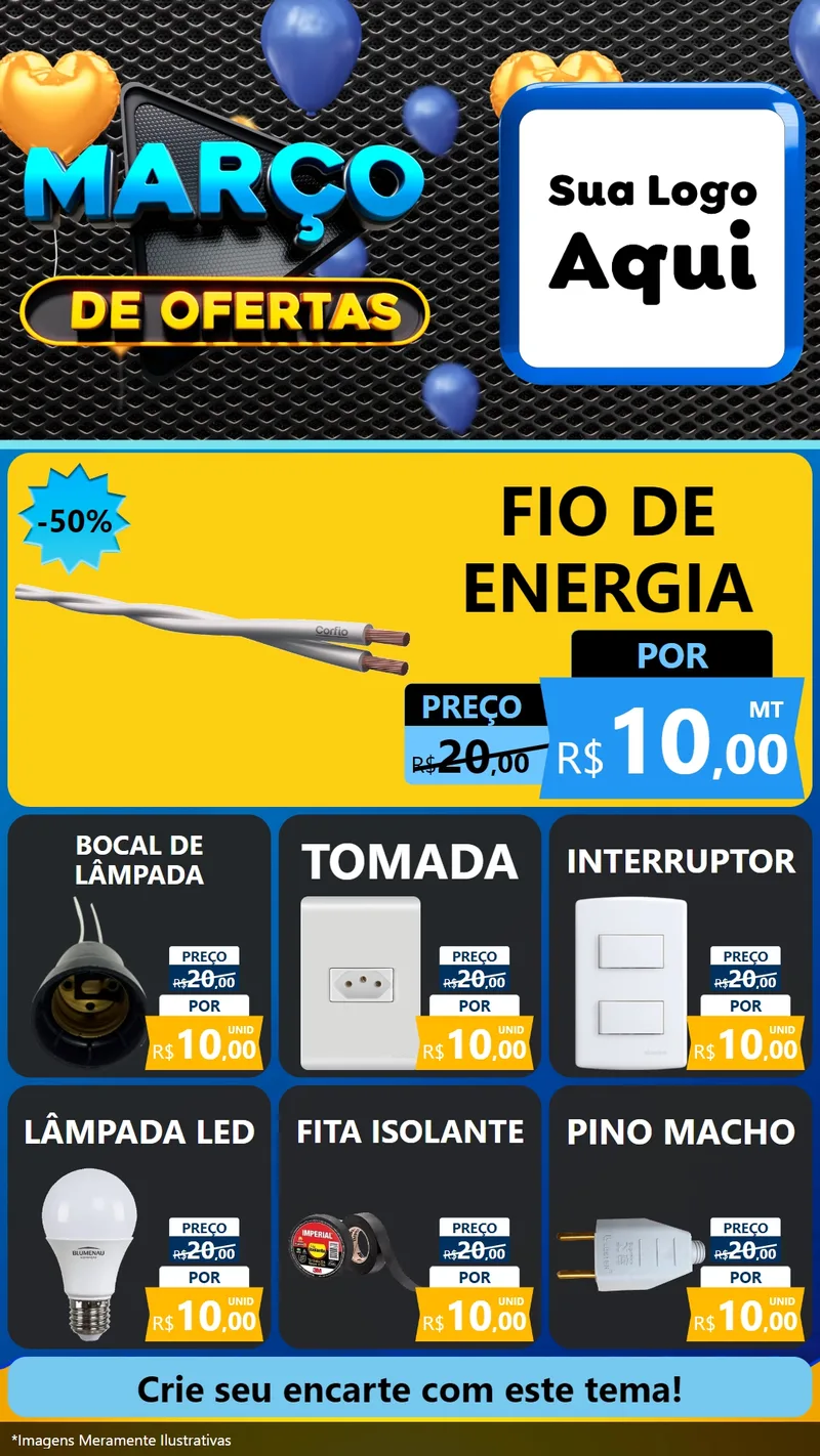 Modelo de Rede Social para Stories com o tema Março de Ofertas para Materiais Elétricos